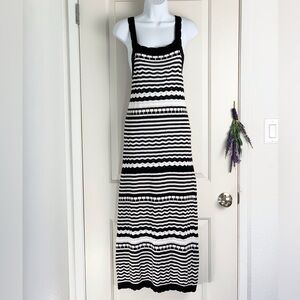 Joie Black & White Crochet Knit Sleeveless Midi Dress Sz XL